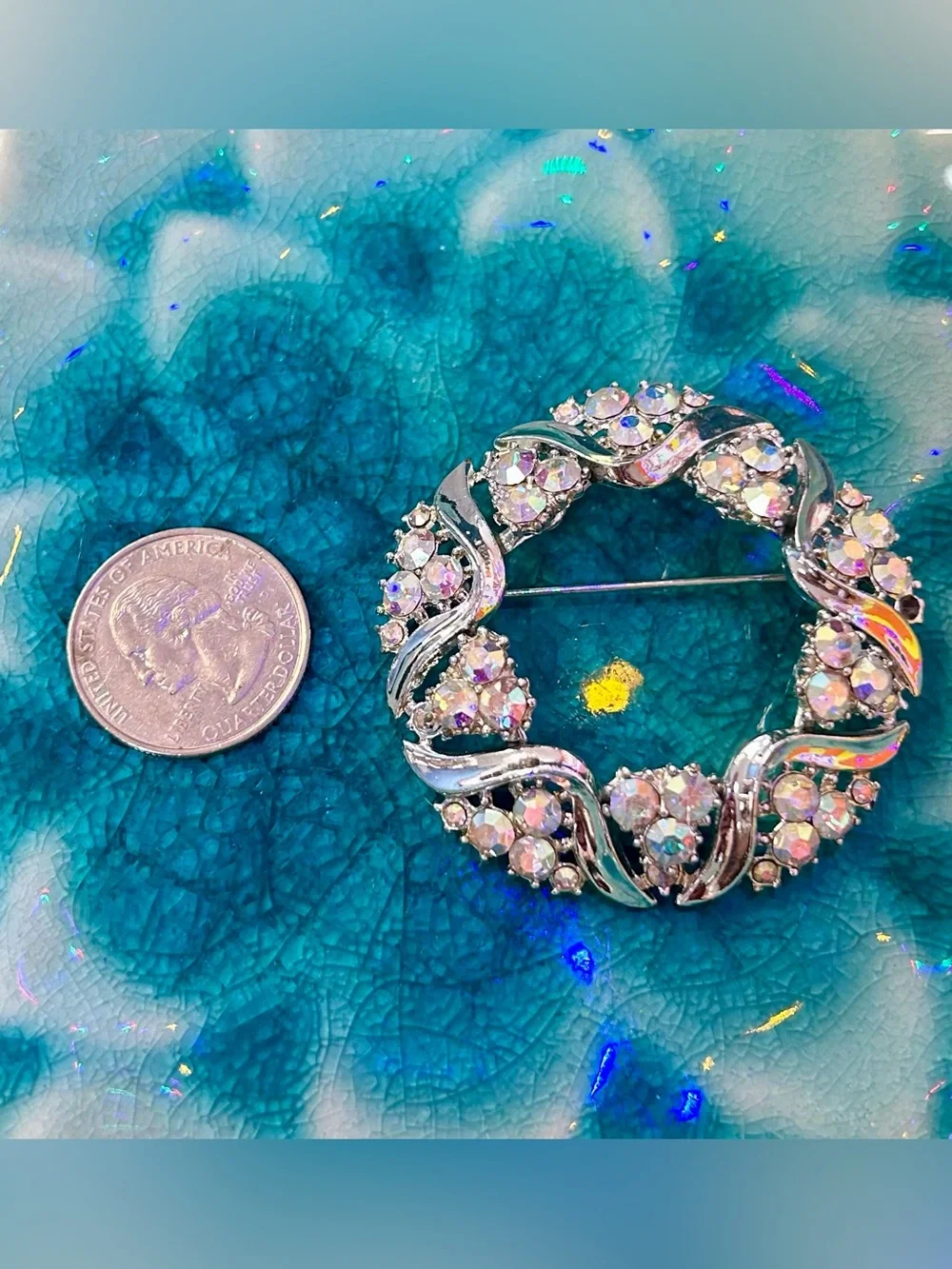 Dazzling AB Rhinestone Brooch Vintage
